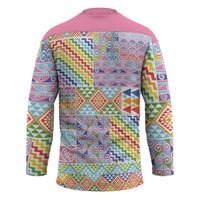 Aotearoa Kowhaiwhai Taniko Patchwork Rainbow Motifs Hockey Jersey
