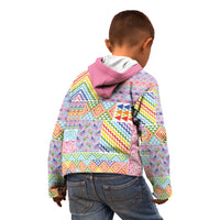 Aotearoa Kowhaiwhai Taniko Patchwork Rainbow Motifs Kid Hoodie