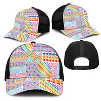 Aotearoa Kowhaiwhai Taniko Patchwork Rainbow Motifs Mesh Trucker Cap