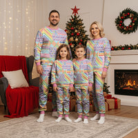 Aotearoa Kowhaiwhai Taniko Patchwork Rainbow Motifs Christmas Pajama Set