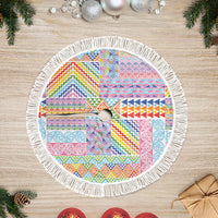 Aotearoa Kowhaiwhai Taniko Patchwork Rainbow Motifs Tree Skirt