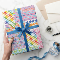 Aotearoa Kowhaiwhai Taniko Patchwork Rainbow Motifs Wrapping Paper