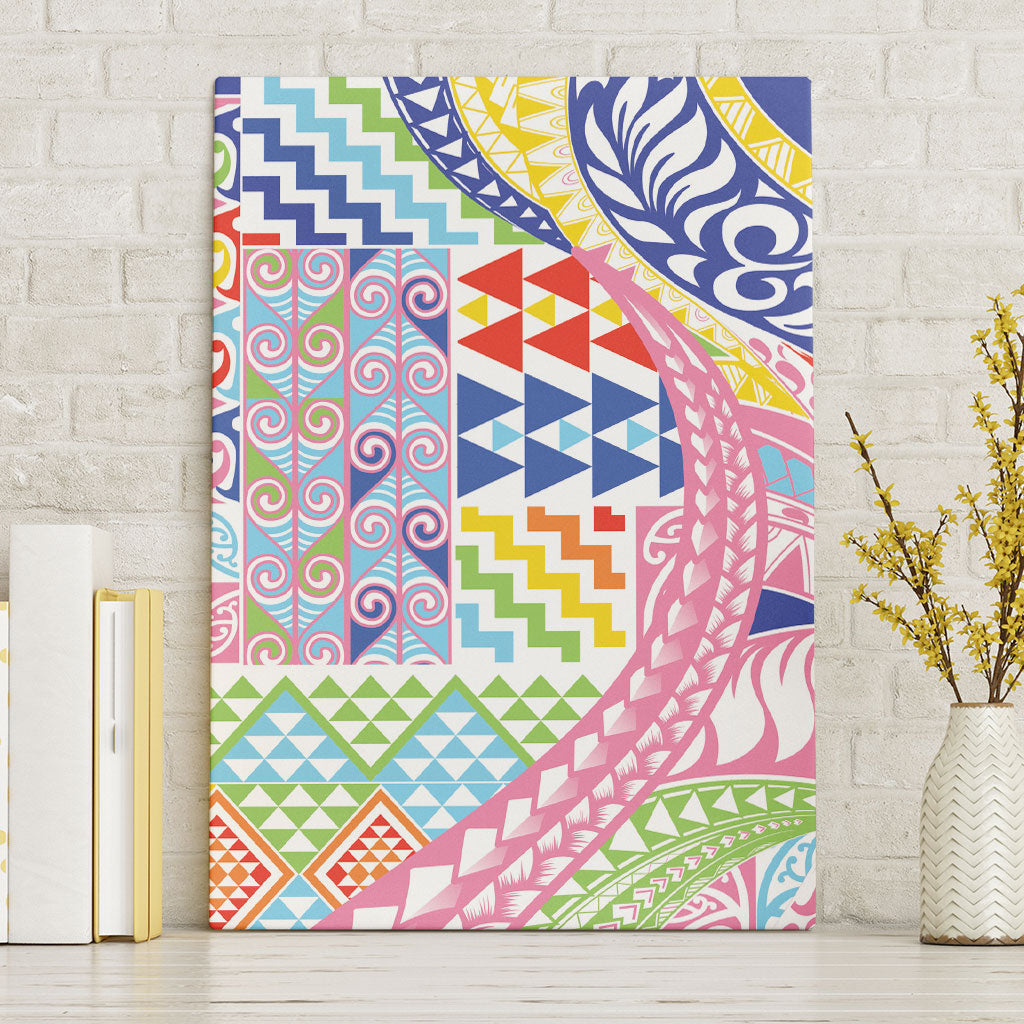 Maori Kowhaiwhai Taniko Patchwork Rainbow Motifs Canvas Wall Art LT9 Without Frame Rainbow - Polynesian Pride