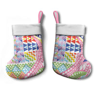 Maori Kowhaiwhai Taniko Patchwork Rainbow Motifs Christmas Stocking