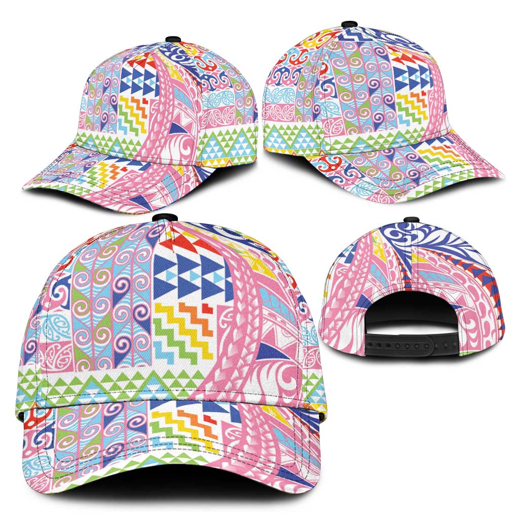 Maori Kowhaiwhai Taniko Patchwork Rainbow Motifs Classic Cap