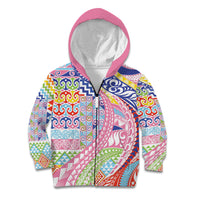 Maori Kowhaiwhai Taniko Patchwork Rainbow Motifs Kid Hoodie