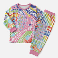Maori Kowhaiwhai Taniko Patchwork Rainbow Motifs Christmas Pajama Set
