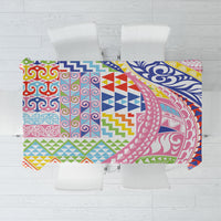 Maori Kowhaiwhai Taniko Patchwork Rainbow Motifs Tablecloth