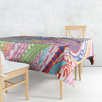 Maori Kowhaiwhai Taniko Patchwork Rainbow Motifs Tablecloth