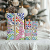 Maori Kowhaiwhai Taniko Patchwork Rainbow Motifs Wrapping Paper