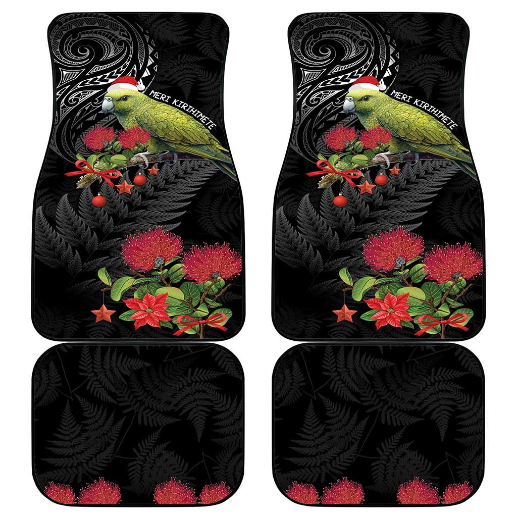 Meri Kirihimete Kakapo Car Mats Black Silver Fern Christmas Vibe