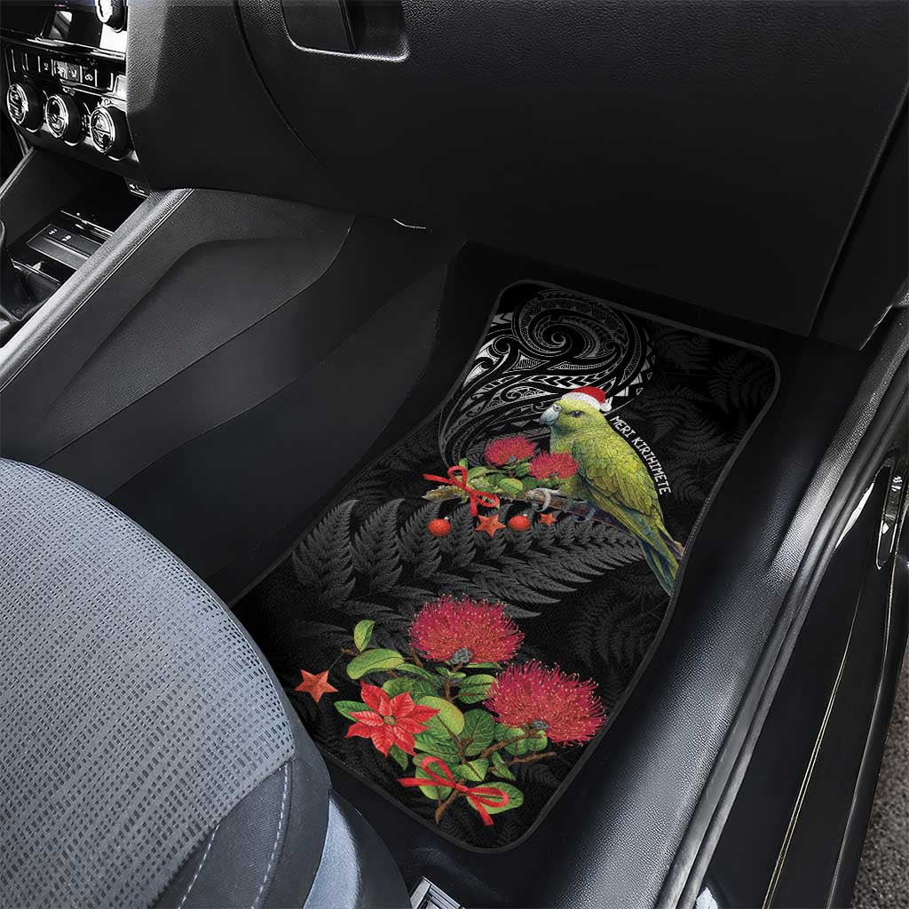Meri Kirihimete Kakapo Car Mats Black Silver Fern Christmas Vibe