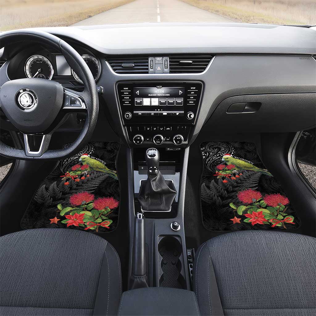 Meri Kirihimete Kakapo Car Mats Black Silver Fern Christmas Vibe