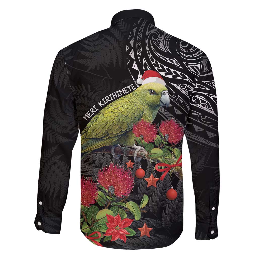 Meri Kirihimete Kakapo Family Matching Off Shoulder Maxi Dress and Hawaiian Shirt Black Silver Fern Christmas Vibe LT9 - Polynesian Pride