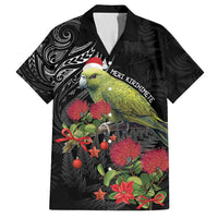 Meri Kirihimete Kakapo Family Matching Off Shoulder Short Dress and Hawaiian Shirt Black Silver Fern Christmas Vibe LT9 Dad's Shirt - Short Sleeve Black - Polynesian Pride