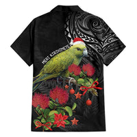 Meri Kirihimete Kakapo Family Matching Off Shoulder Short Dress and Hawaiian Shirt Black Silver Fern Christmas Vibe LT9 - Polynesian Pride