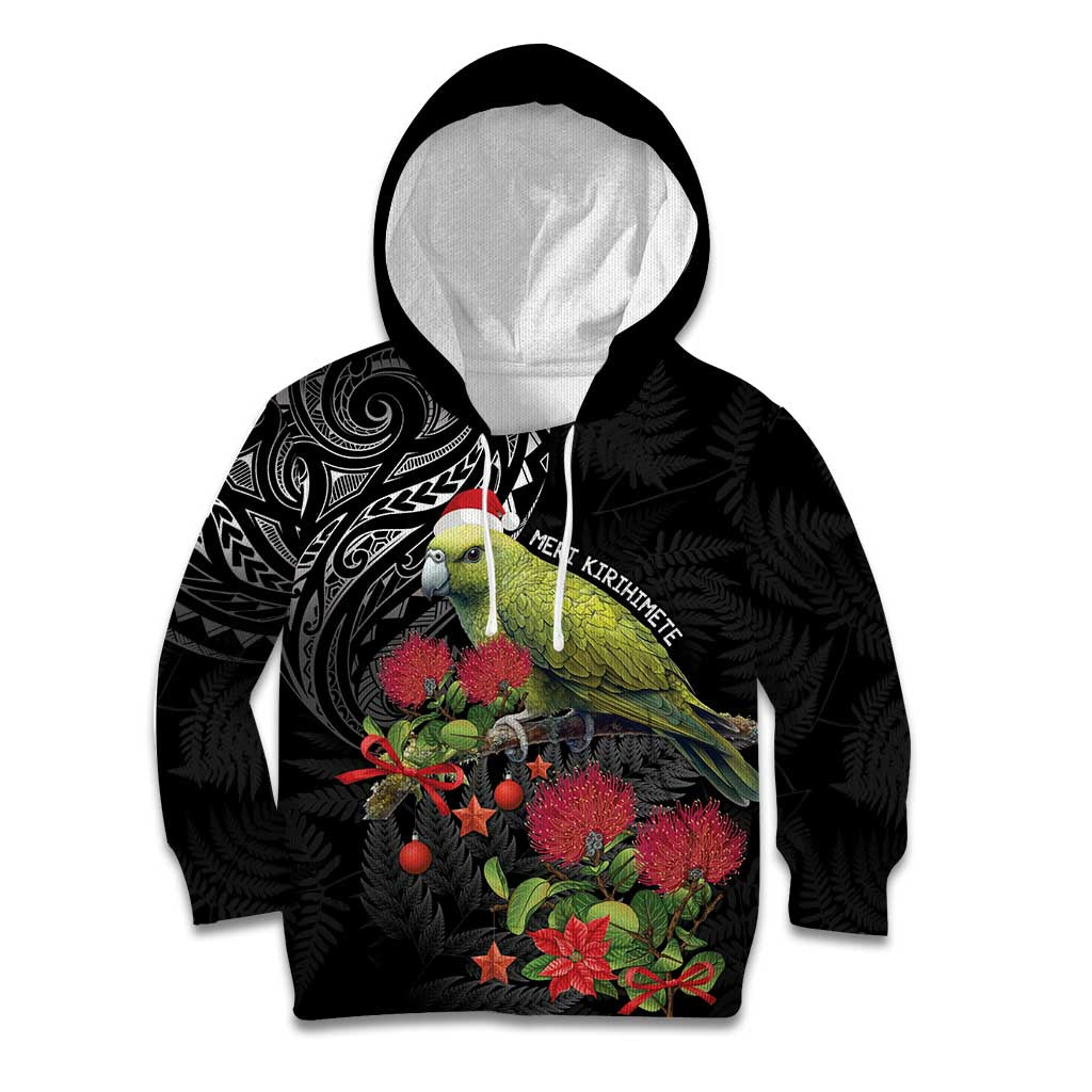 Meri Kirihimete Kakapo Kid Hoodie Black Silver Fern Christmas Vibe
