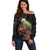 Meri Kirihimete Kakapo Off Shoulder Sweater Black Silver Fern Christmas Vibe