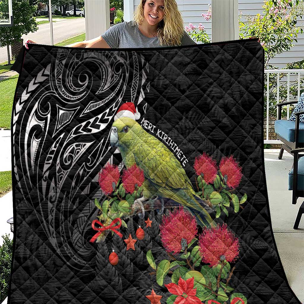 Meri Kirihimete Kakapo Quilt Black Silver Fern Christmas Vibe LT9 Black - Polynesian Pride