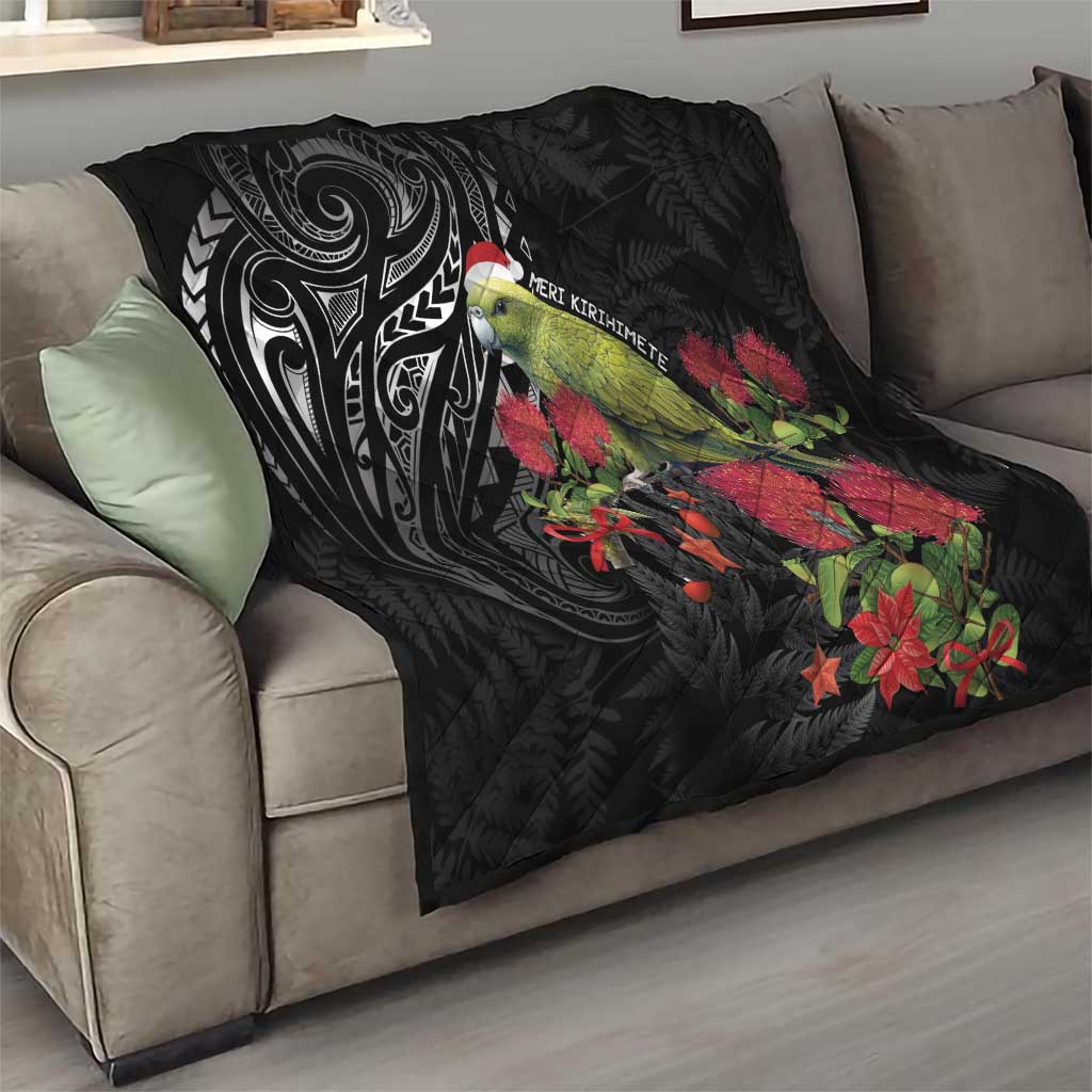 Meri Kirihimete Kakapo Quilt Black Silver Fern Christmas Vibe LT9 - Polynesian Pride