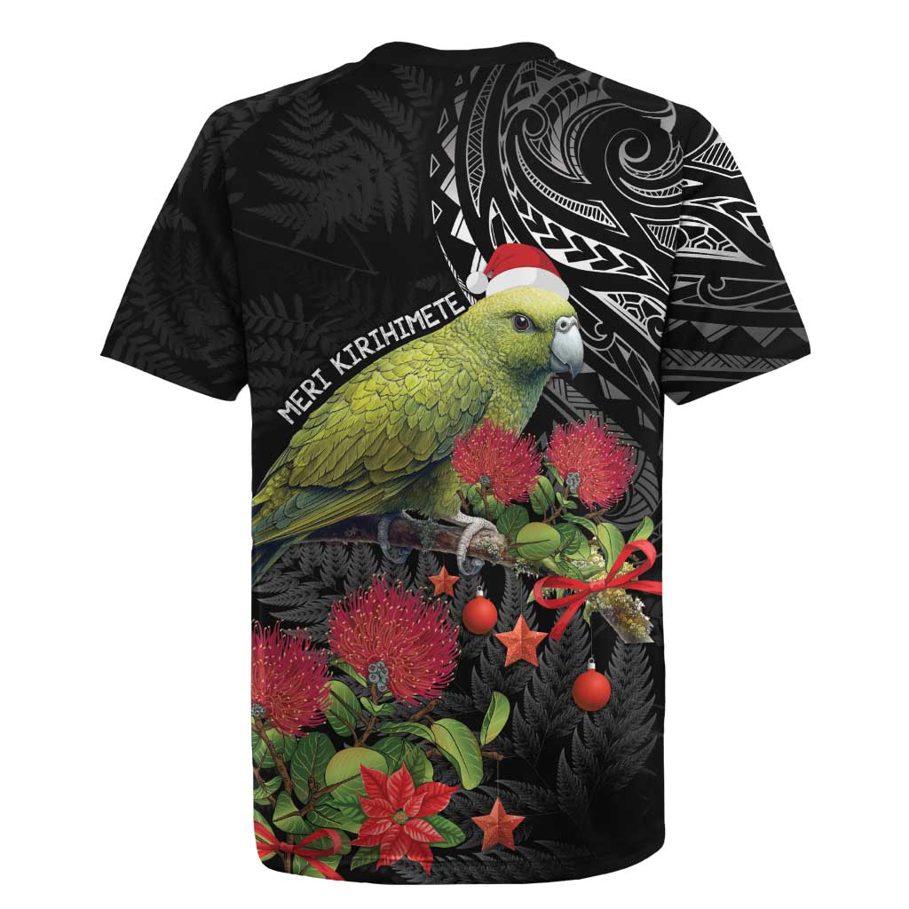 Meri Kirihimete Kakapo Rugby Jersey Black Silver Fern Christmas Vibe LT9 - Polynesian Pride