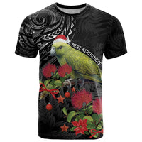 Meri Kirihimete Kakapo T Shirt Black Silver Fern Christmas Vibe LT9 Black - Polynesian Pride