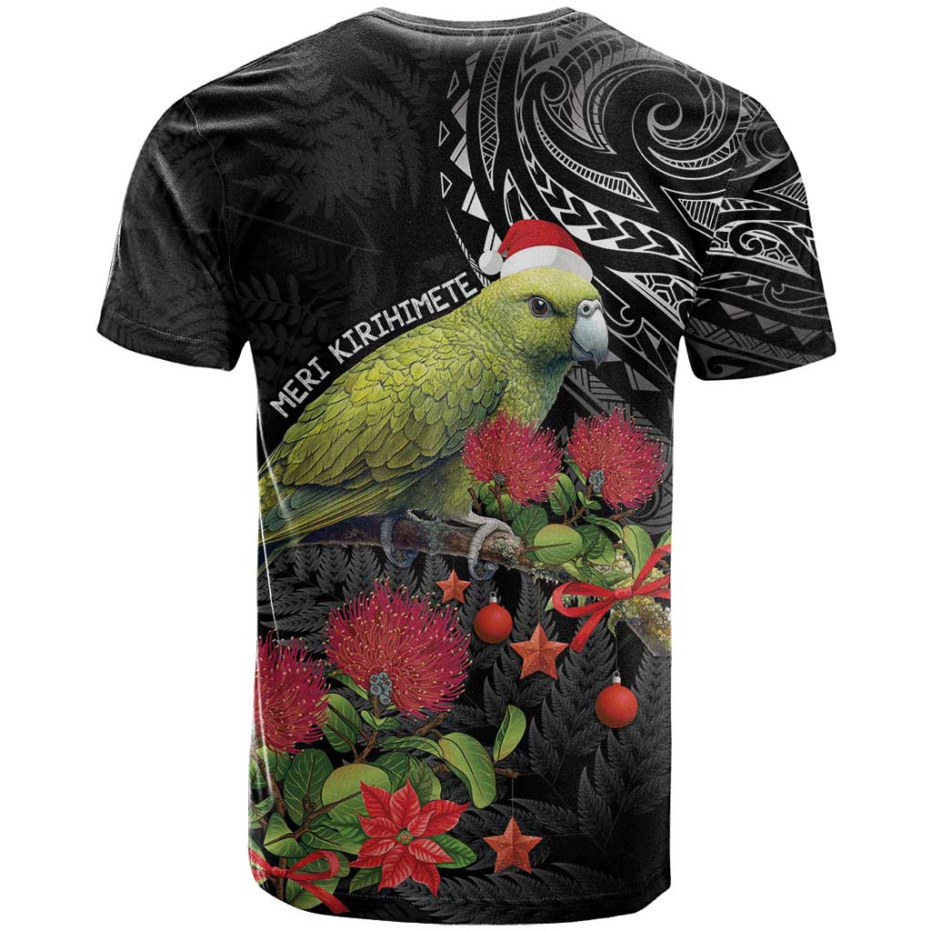 Meri Kirihimete Kakapo T Shirt Black Silver Fern Christmas Vibe LT9 - Polynesian Pride