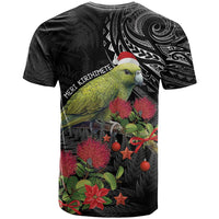 Meri Kirihimete Kakapo T Shirt Black Silver Fern Christmas Vibe LT9 - Polynesian Pride