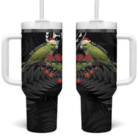 Meri Kirihimete Kakapo Tumbler With Handle Black Silver Fern Christmas Vibe