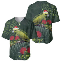 Meri Kirihimete Kakapo Baseball Jersey Green Silver Fern Christmas Vibe LT9 - Polynesian Pride