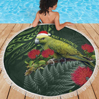 Meri Kirihimete Kakapo Beach Blanket Green Silver Fern Christmas Vibe