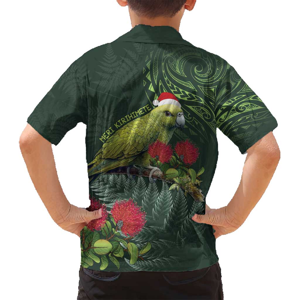 Meri Kirihimete Kakapo Family Matching Off Shoulder Maxi Dress and Hawaiian Shirt Green Silver Fern Christmas Vibe LT9 - Polynesian Pride