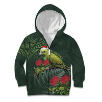 Meri Kirihimete Kakapo Kid Hoodie Green Silver Fern Christmas Vibe