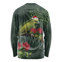 Meri Kirihimete Kakapo Long Sleeve Shirt Green Silver Fern Christmas Vibe