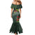 Meri Kirihimete Kakapo Mermaid Dress Green Silver Fern Christmas Vibe