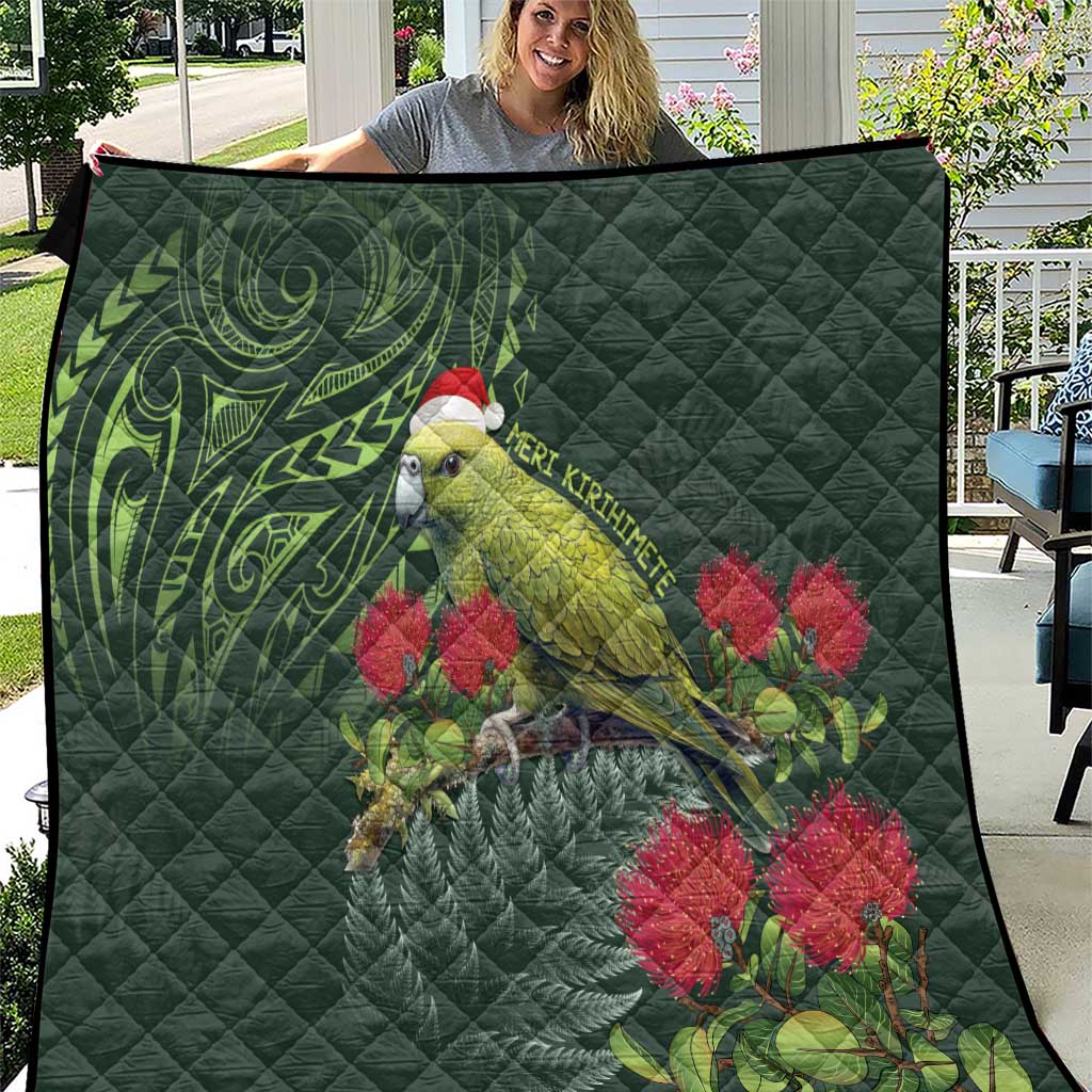 Meri Kirihimete Kakapo Quilt Green Silver Fern Christmas Vibe LT9 Green - Polynesian Pride