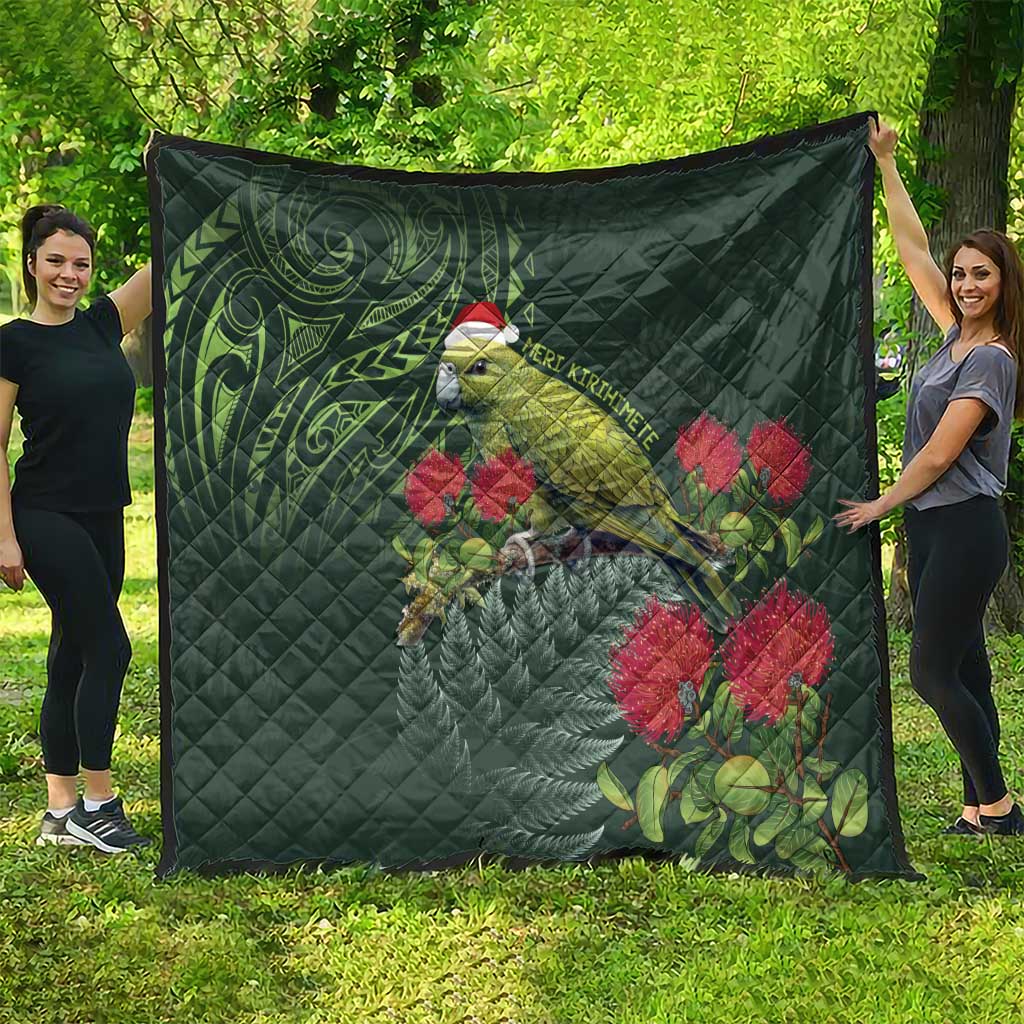 Meri Kirihimete Kakapo Quilt Green Silver Fern Christmas Vibe LT9 - Polynesian Pride