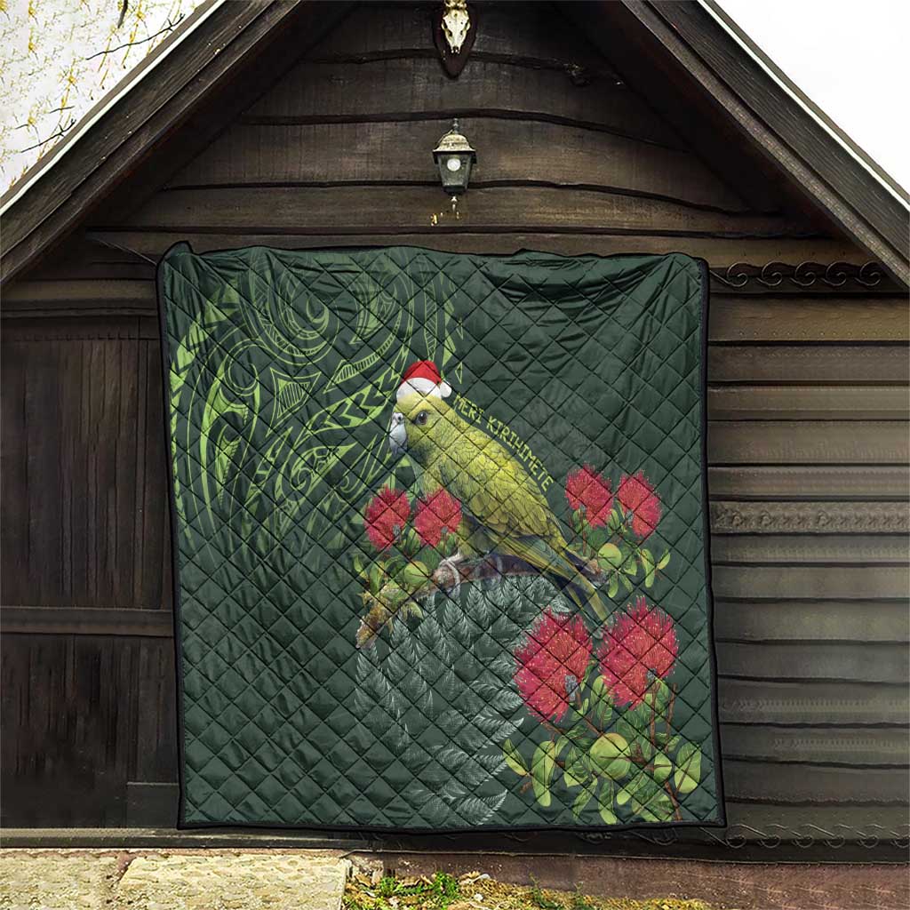 Meri Kirihimete Kakapo Quilt Green Silver Fern Christmas Vibe LT9 - Polynesian Pride