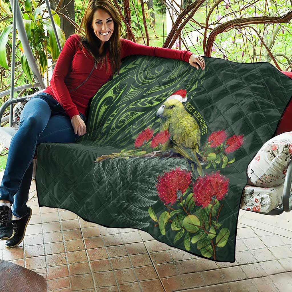 Meri Kirihimete Kakapo Quilt Green Silver Fern Christmas Vibe LT9 - Polynesian Pride