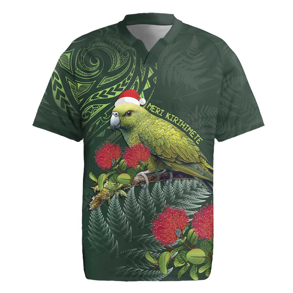 Meri Kirihimete Kakapo Rugby Jersey Green Silver Fern Christmas Vibe LT9 Green - Polynesian Pride