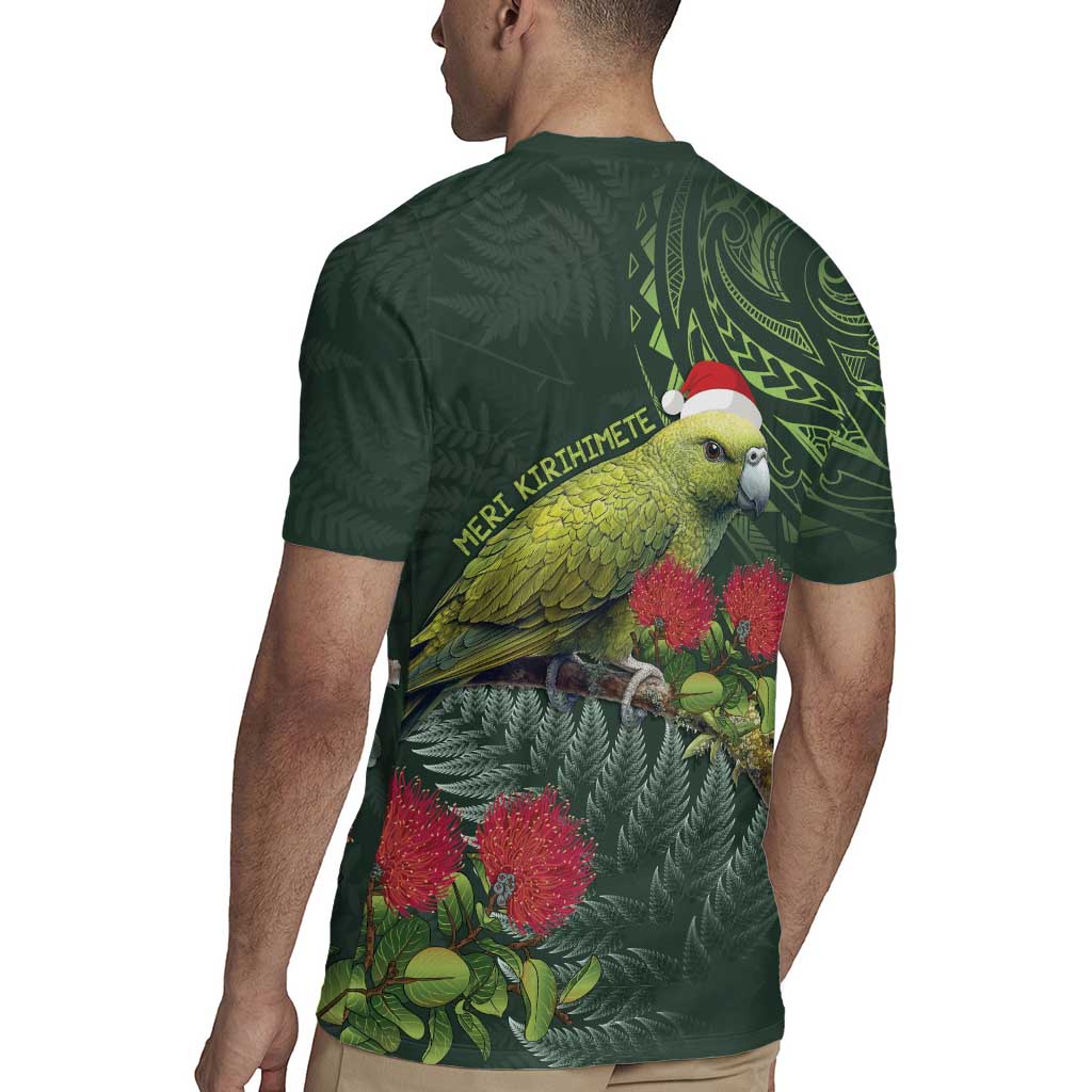 Meri Kirihimete Kakapo Rugby Jersey Green Silver Fern Christmas Vibe LT9 - Polynesian Pride