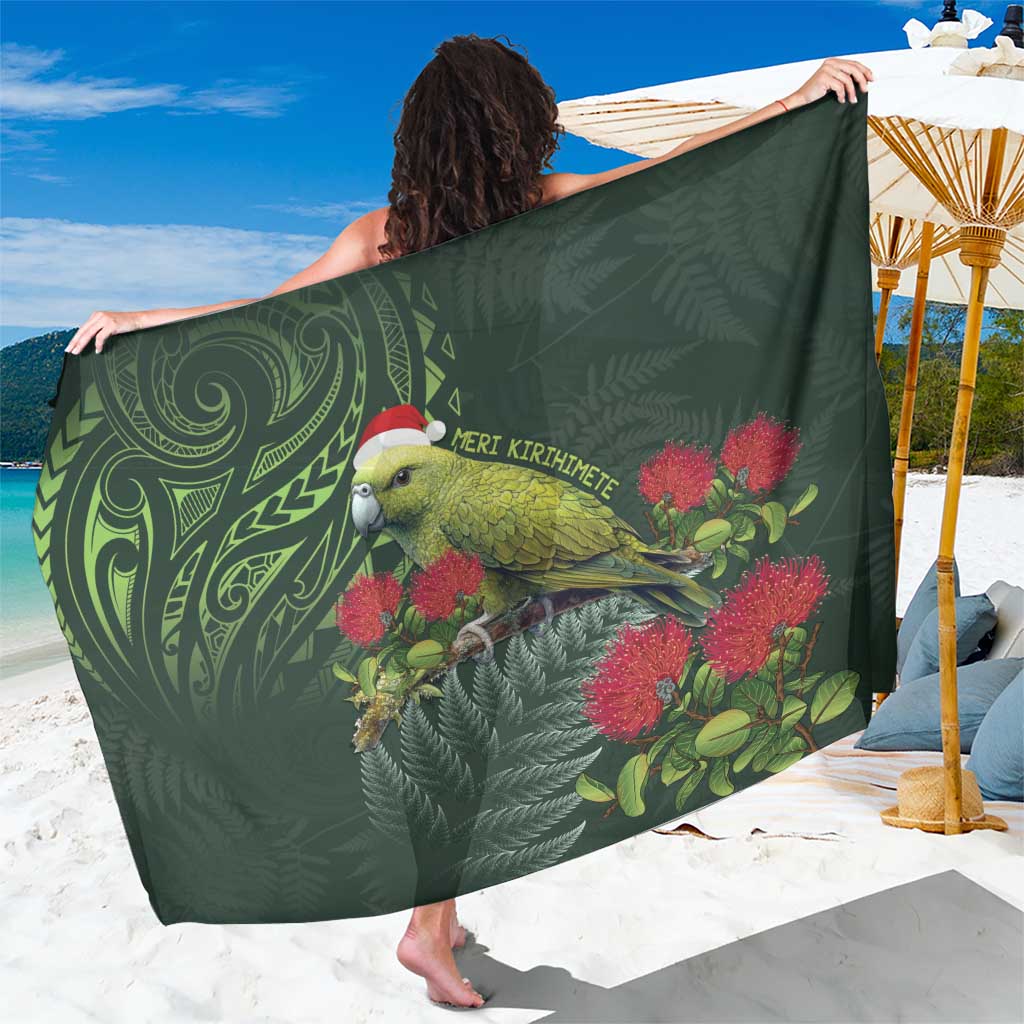 Meri Kirihimete Kakapo Sarong Green Silver Fern Christmas Vibe
