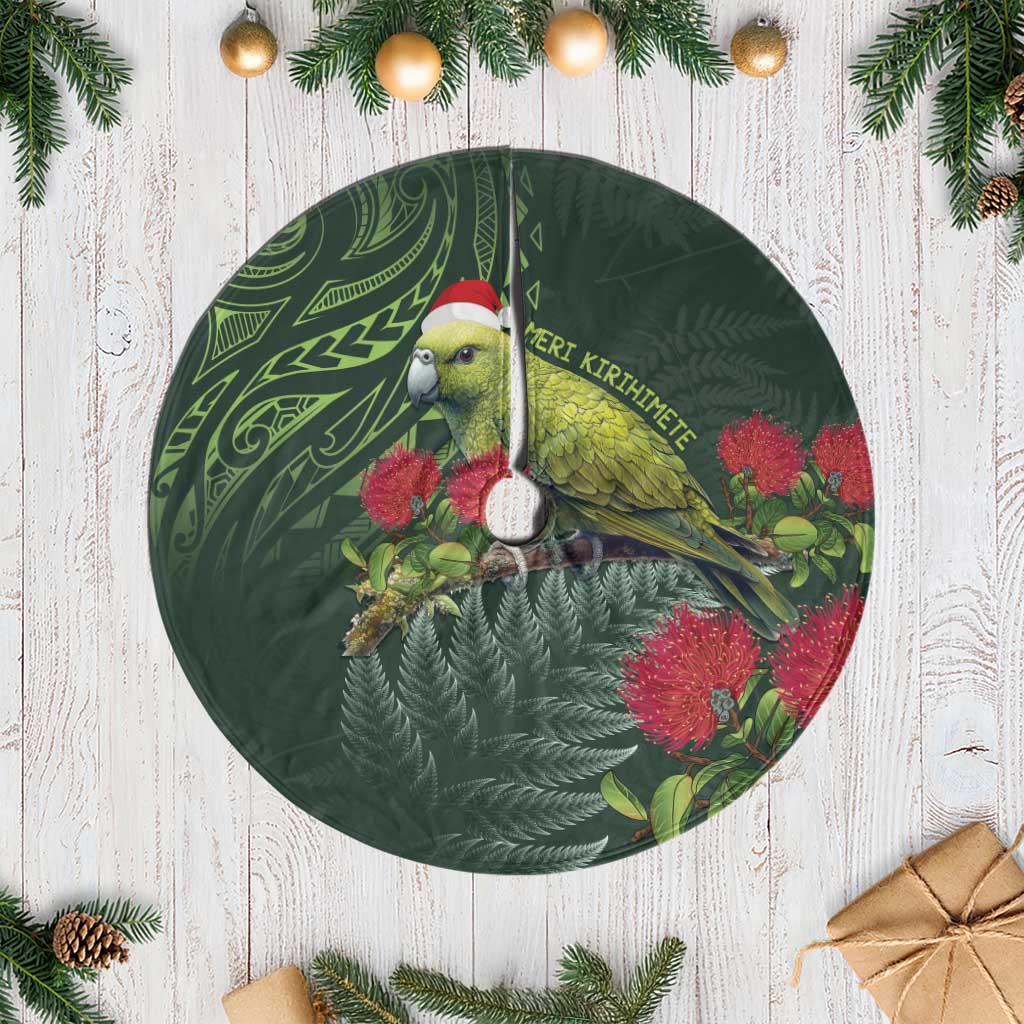 Meri Kirihimete Kakapo Tree Skirt Green Silver Fern Christmas Vibe LT9 Casual Green - Polynesian Pride