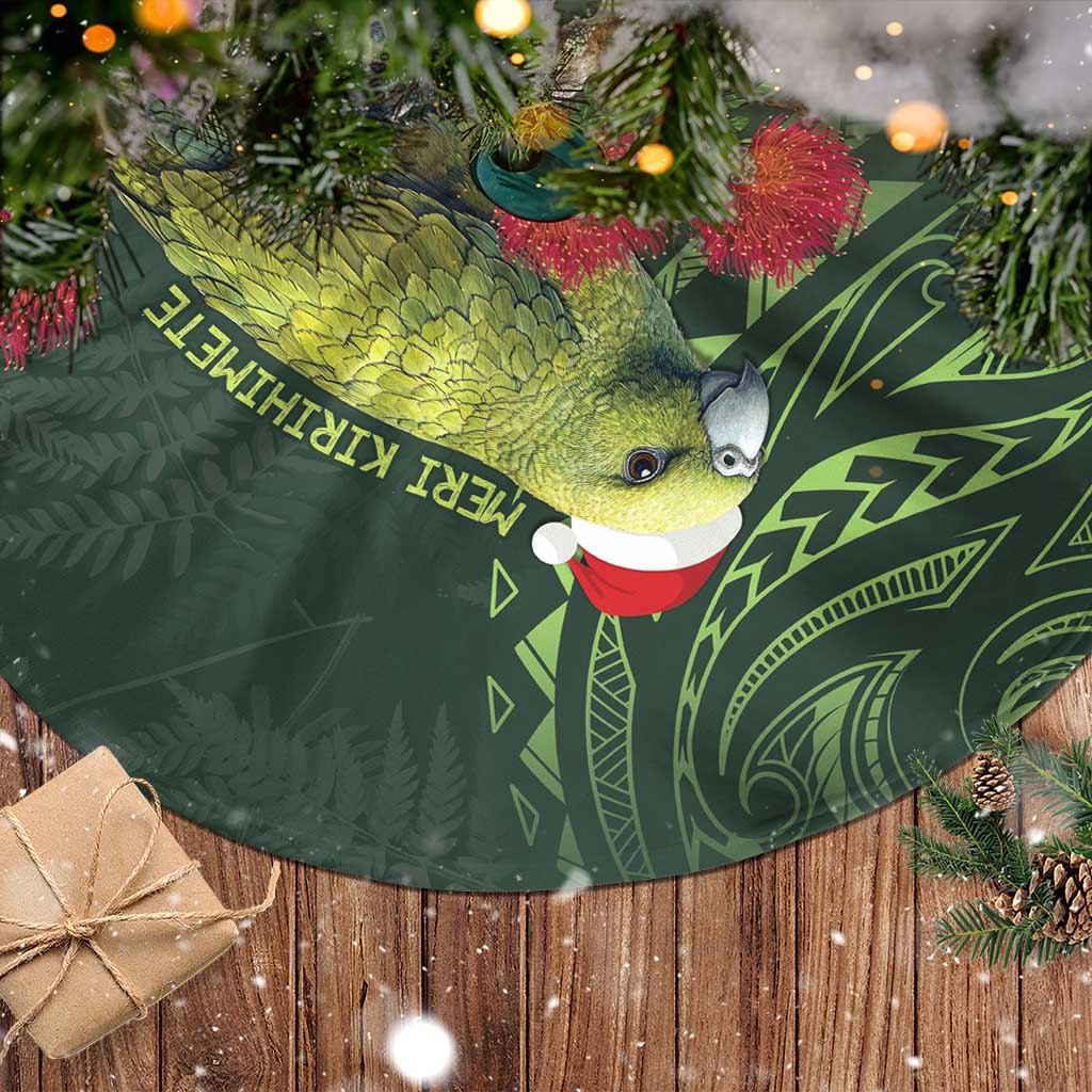 Meri Kirihimete Kakapo Tree Skirt Green Silver Fern Christmas Vibe LT9 - Polynesian Pride