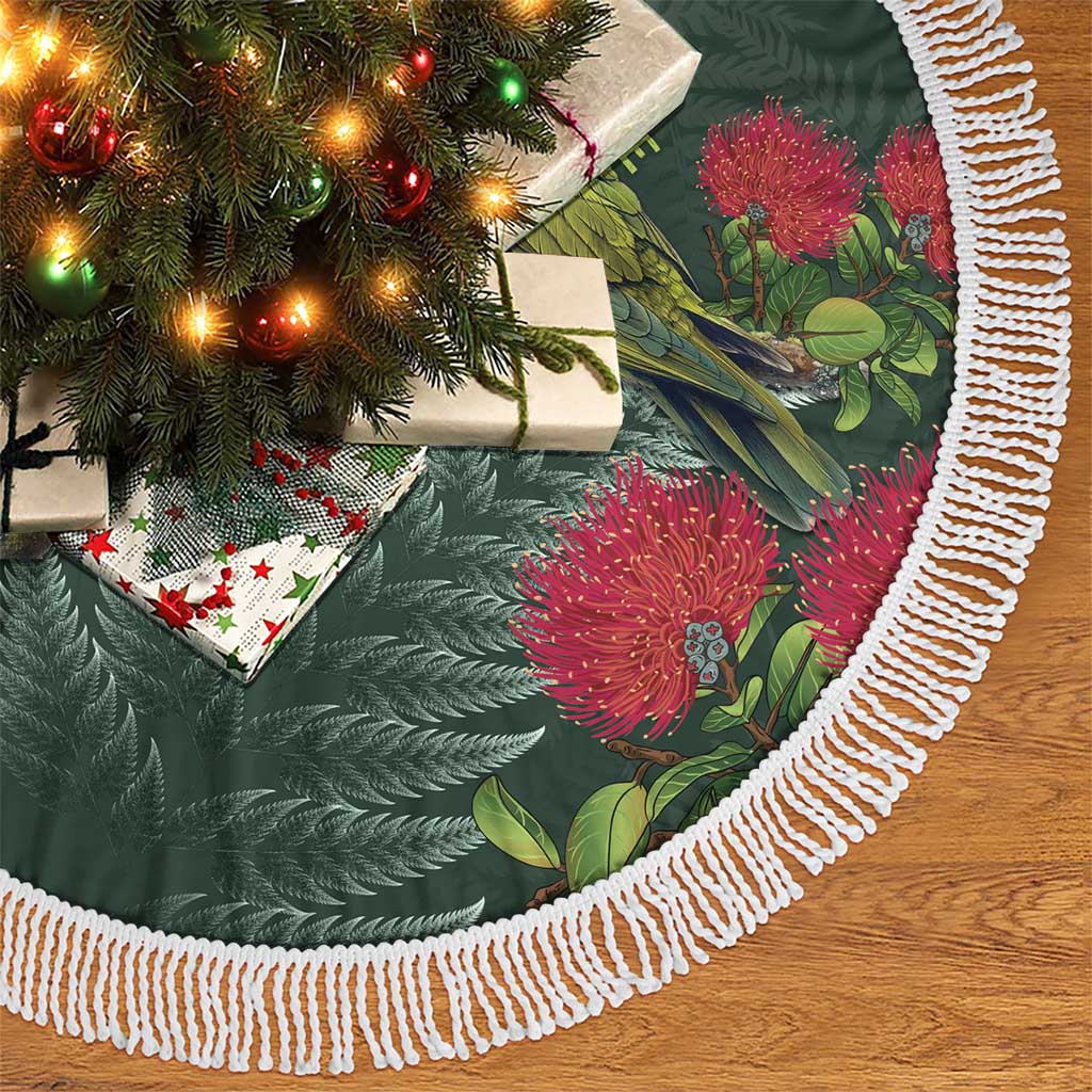 Meri Kirihimete Kakapo Tree Skirt Green Silver Fern Christmas Vibe LT9 - Polynesian Pride