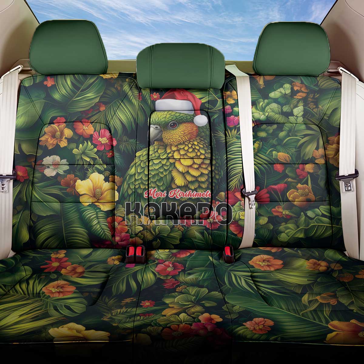 Meri Kirihimete Kakapo Back Car Seat Cover New Zealand Christmas with Tropical Vibe