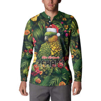 Meri Kirihimete Kakapo Button Sweatshirt New Zealand Christmas with Tropical Vibe