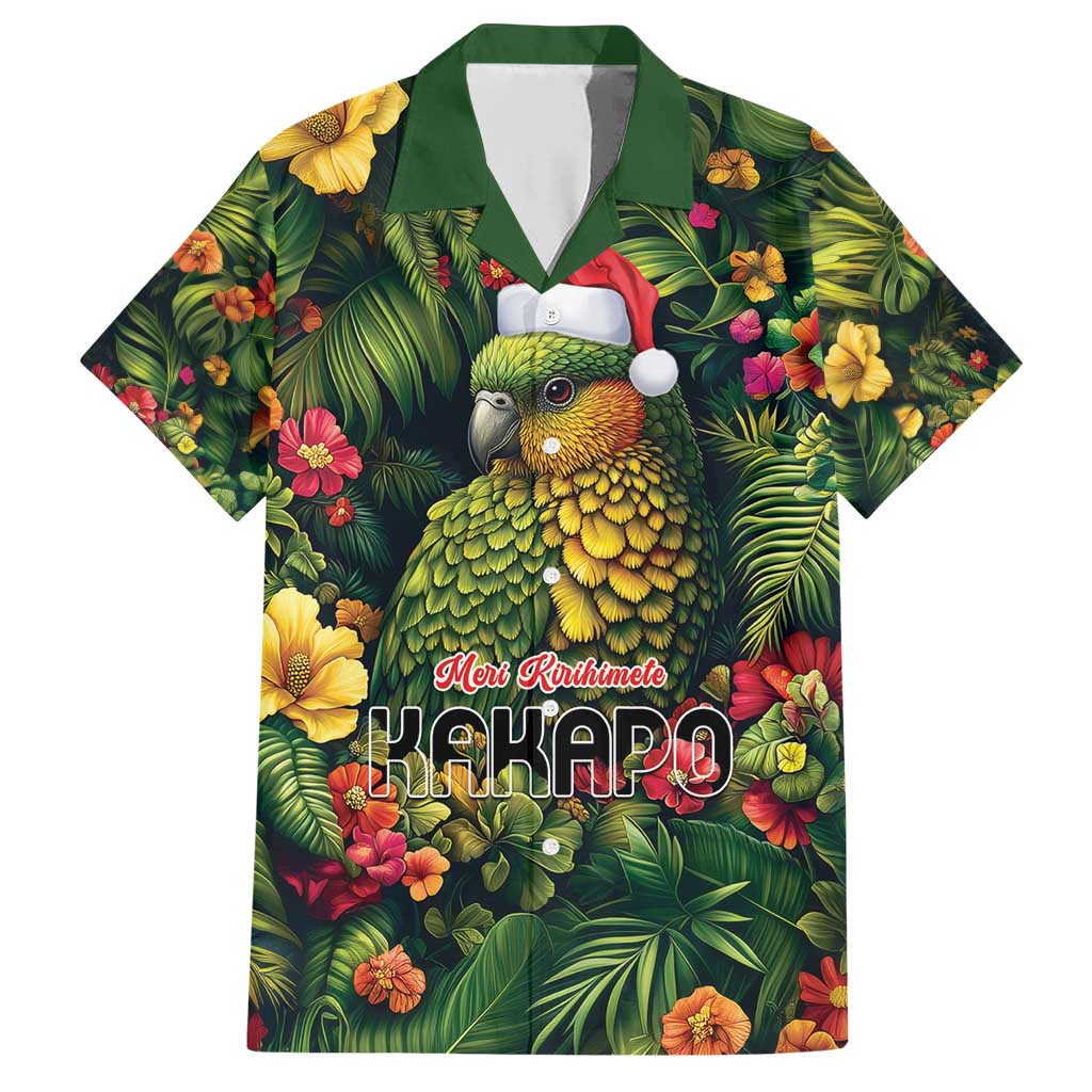 Meri Kirihimete Kakapo Family Matching Short Sleeve Bodycon Dress and Hawaiian Shirt New Zealand Christmas with Tropical Vibe