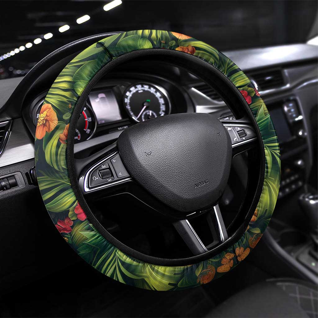 Meri Kirihimete Kakapo Steering Wheel Cover New Zealand Christmas with Tropical Vibe