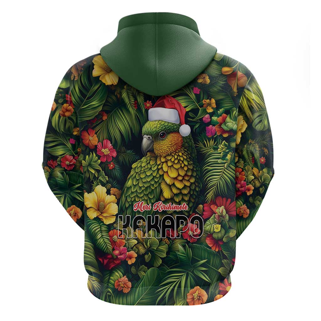 Meri Kirihimete Kakapo Zip Hoodie New Zealand Christmas with Tropical Vibe